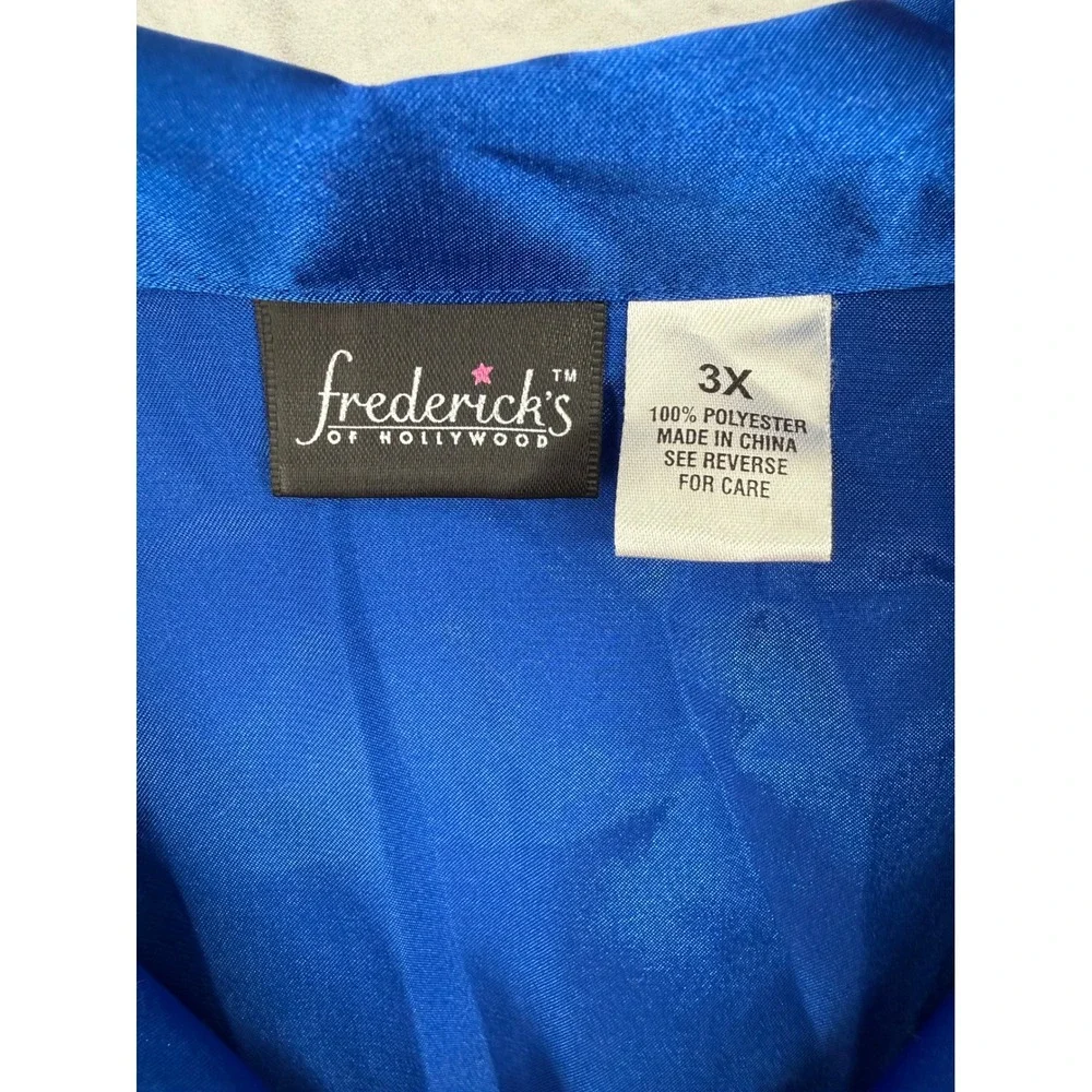 Frederick's of Hollywood 3X Cobalt Blue Satin Pajama Set Wide Leg Lounge Y2K